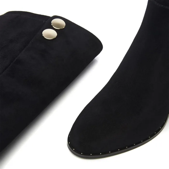 Knee High Boots Women Moda In Pelle Salanda Black Suede