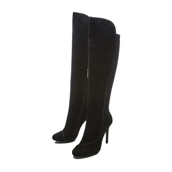Knee High Boots Women Moda In Pelle Savi Black Suede