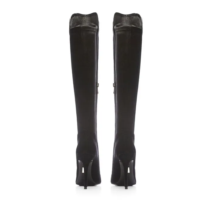 Knee High Boots Women Moda In Pelle Savi Black Suede
