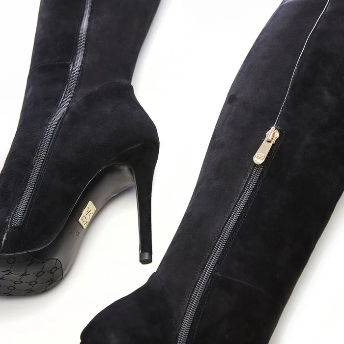 Knee High Boots Women Moda In Pelle Savi Black Suede