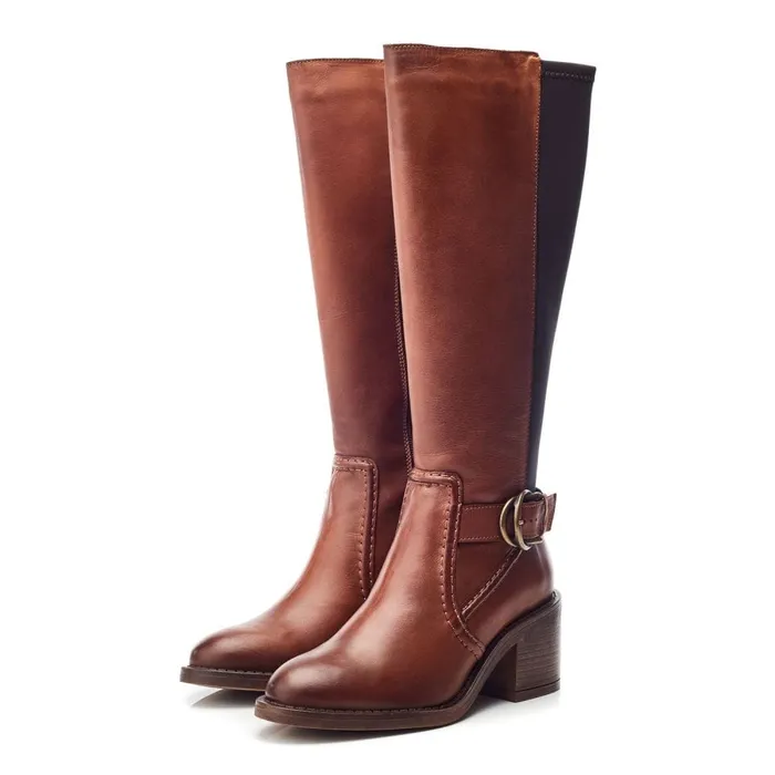 Knee High Boots Women Moda In Pelle Silvie Tan Leather