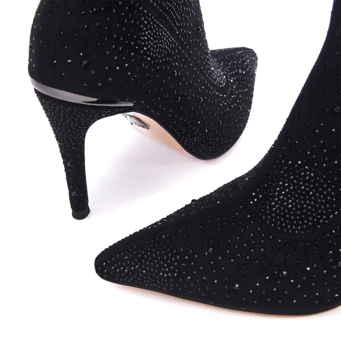 Knee High Boots Women Moda In Pelle Tiarra Black Alcantara