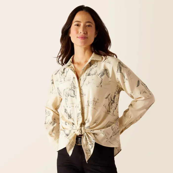 Larkspur Blouse Ivory Toile Women Ariat TShirts and Tops
