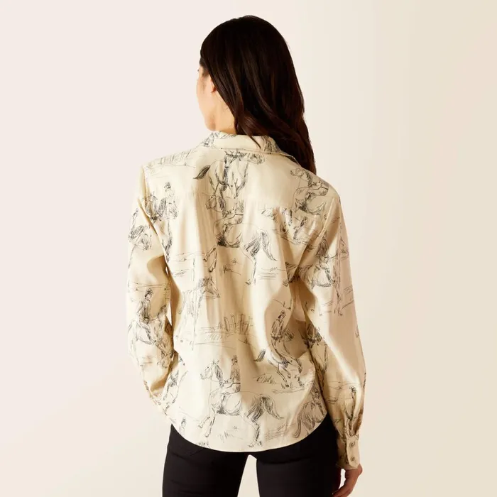 Larkspur Blouse Ivory Toile Women Ariat TShirts and Tops Larkspur Blouse Ivory Toile Women Ariat TShirts and Tops