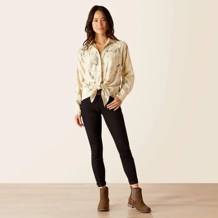 Larkspur Blouse Ivory Toile Women Ariat TShirts and Tops Larkspur Blouse Ivory Toile Women Ariat TShirts and Tops