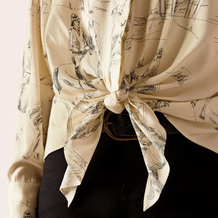 Larkspur Blouse Ivory Toile Women Ariat TShirts and Tops Larkspur Blouse Ivory Toile Women Ariat TShirts and Tops