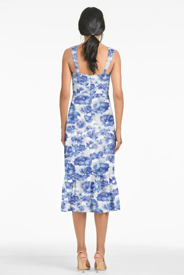 Laura Dress 8211 Azure Watercolor Floral Women Sachin and Babi Sleeveless
