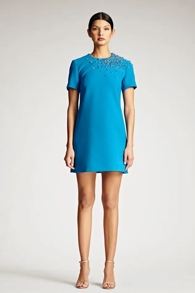 Lauren Dress 8211 Azure Women Sachin and Babi Short Sleeve