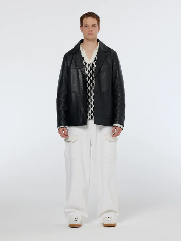 Leather Blazer Jacket Black Men Scotch and Soda Jackets and Coats