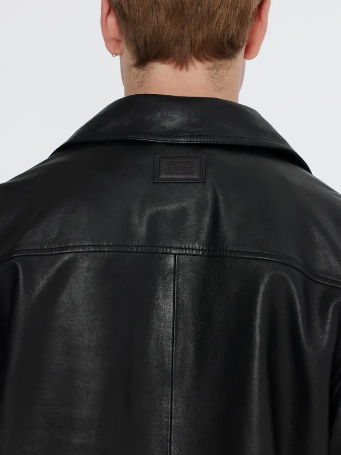 Leather Blazer Jacket Black Men Scotch and Soda Jackets and Coats