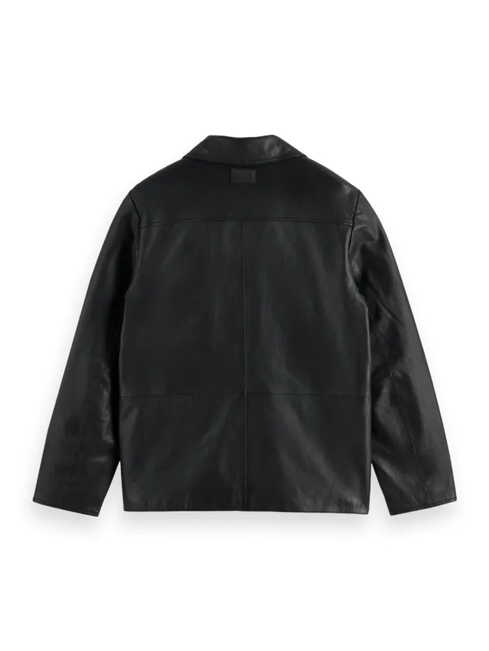 Leather Blazer Jacket Black Men Scotch and Soda Jackets and Coats