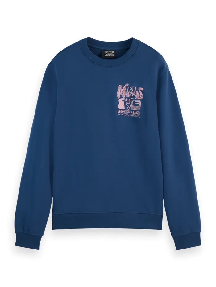 LEFT CHEST ARTWORK SWEATSHIRT Heritage Blue Men Scotch and Soda Sweatshirts and Hoodies LEFT CHEST ARTWORK SWEATSHIRT Heritage Blue Men Scotch and Soda Sweatshirts and Hoodies