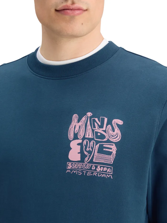 LEFT CHEST ARTWORK SWEATSHIRT Heritage Blue Men Scotch and Soda Sweatshirts and Hoodies LEFT CHEST ARTWORK SWEATSHIRT Heritage Blue Men Scotch and Soda Sweatshirts and Hoodies