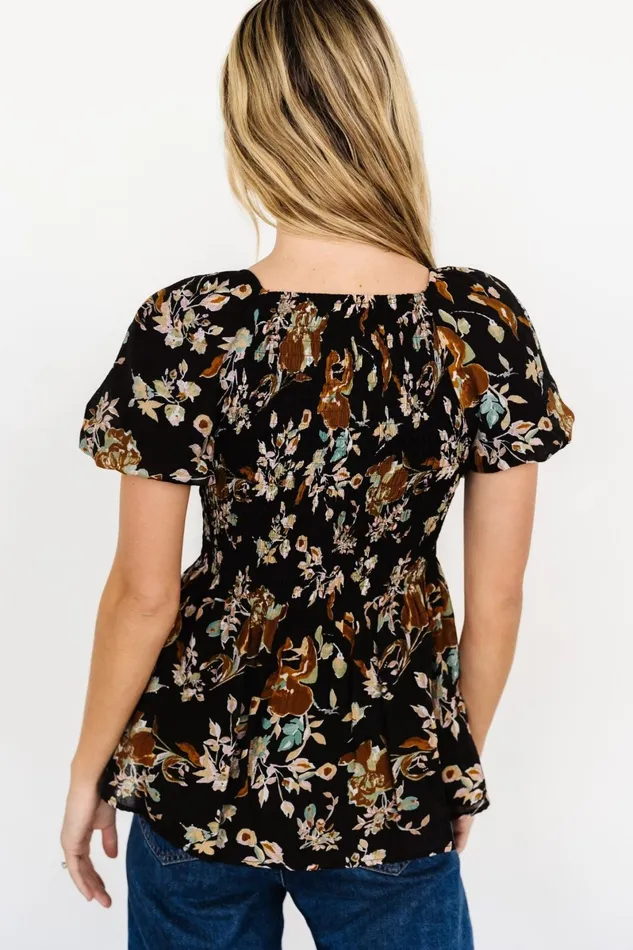 Leonora Smocked Blouse Black Multi Women Baltic Born Blouses Shirts Leonora Smocked Blouse Black Multi Women Baltic Born Blouses Shirts