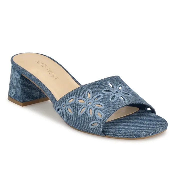 Lidey Eyelet Slide Sandals Denim Women Nine West Sandals Lidey Eyelet Slide Sandals Denim Women Nine West Sandals