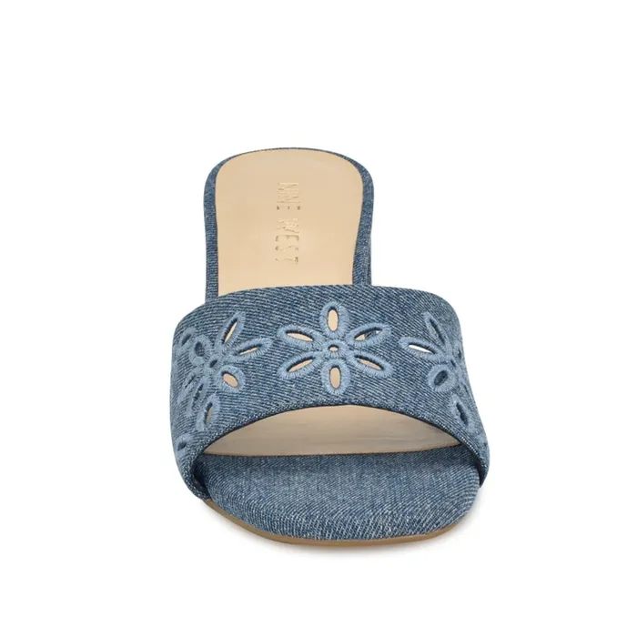 Lidey Eyelet Slide Sandals Denim Women Nine West Sandals Lidey Eyelet Slide Sandals Denim Women Nine West Sandals