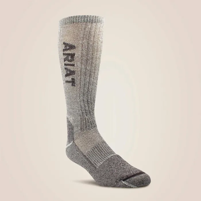 Lightweight Merino Wool Blend Mid Calf Steel Toe Work Sock 2 Pair Pack Brown MenWomen Ariat Socks