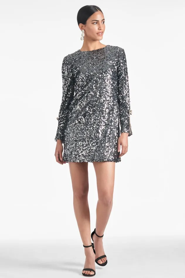 Lily Dress 8211 Gunmetal Women Sachin and Babi Long Sleeve
