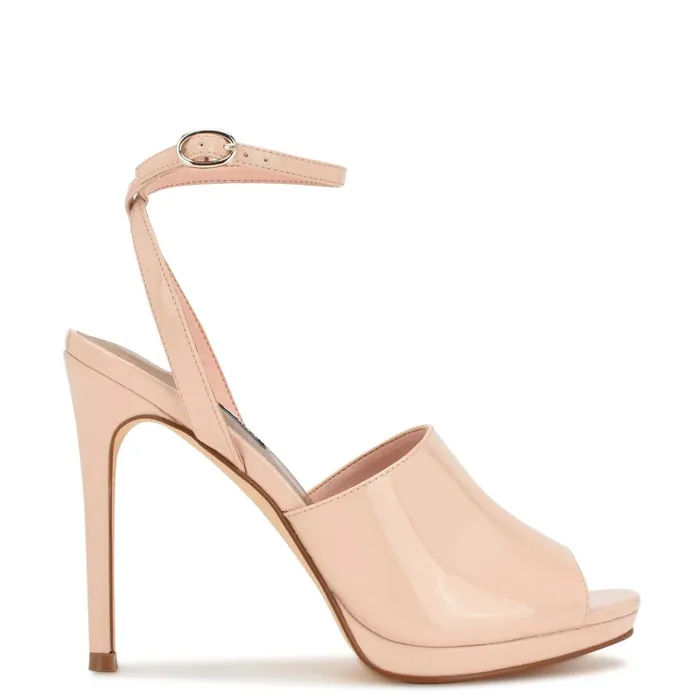 Limbery Anke Strap Sandals Light Natural Patent Women Nine West High Heels
