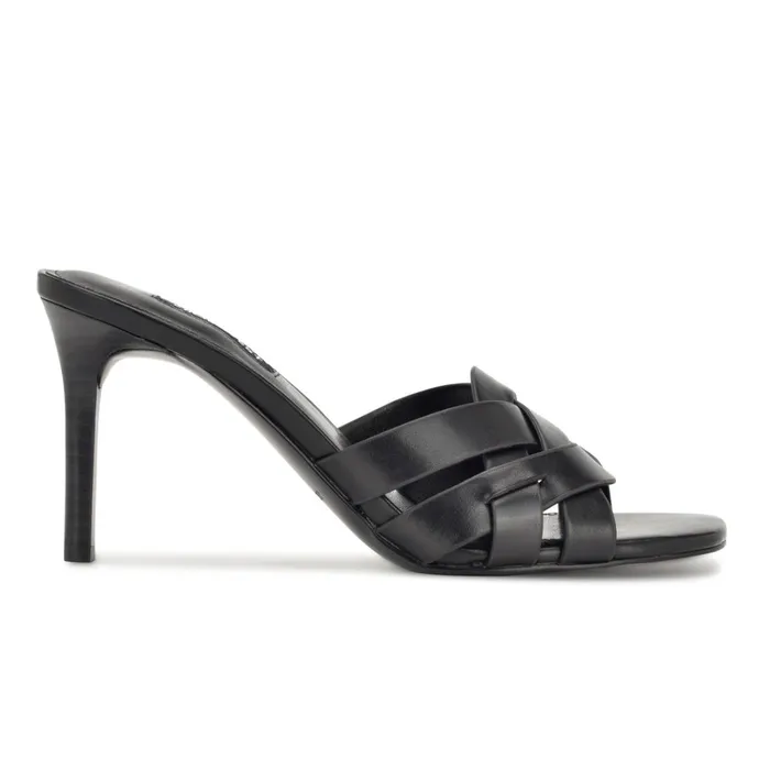 Linette Heeled Slide Sandals Black Women Nine West Sandals