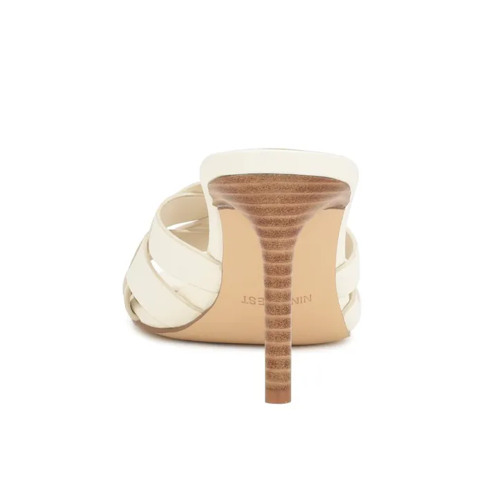 Linette Heeled Slide Sandals White Women Nine West Sandals Linette Heeled Slide Sandals White Women Nine West Sandals