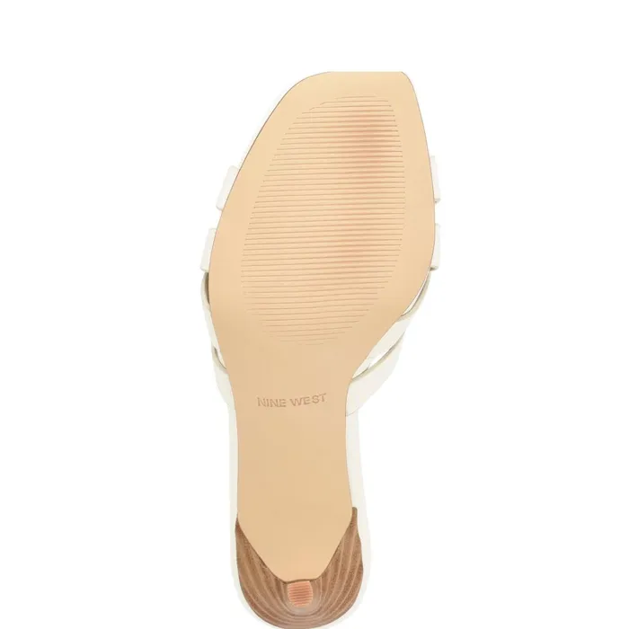 Linette Heeled Slide Sandals White Women Nine West Sandals Linette Heeled Slide Sandals White Women Nine West Sandals