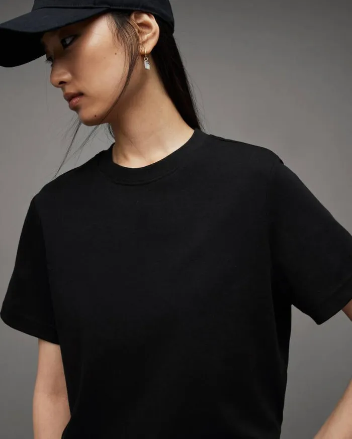 Lisa Crew Neck Short Sleeve TShirt Black Women AllSaints Tops and Shirts