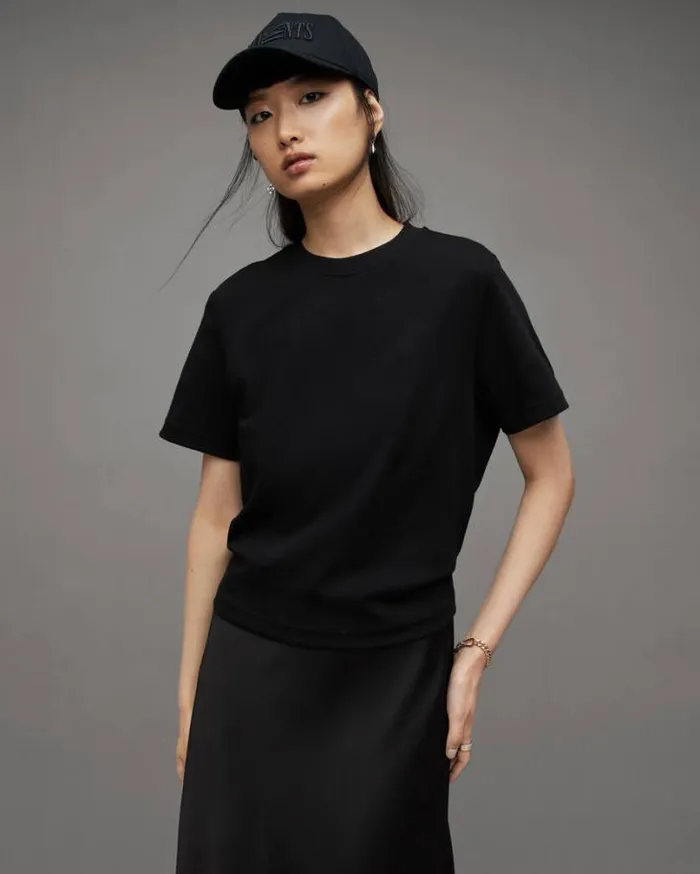 Lisa Crew Neck Short Sleeve TShirt Black Women AllSaints Tops and Shirts