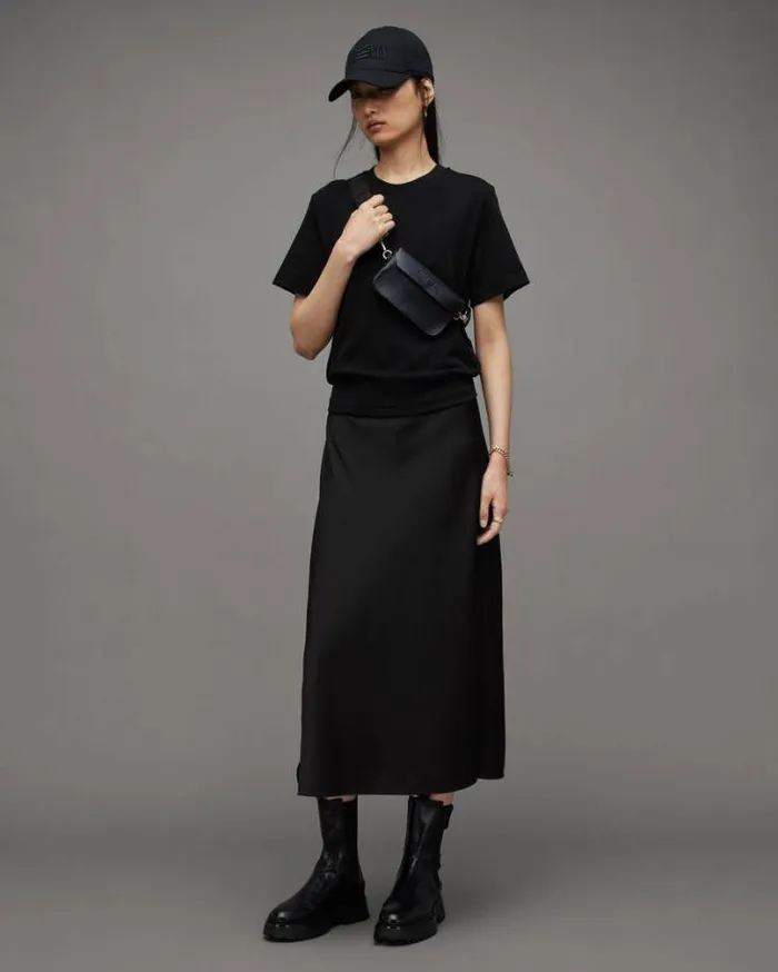 Lisa Crew Neck Short Sleeve TShirt Black Women AllSaints Tops and Shirts