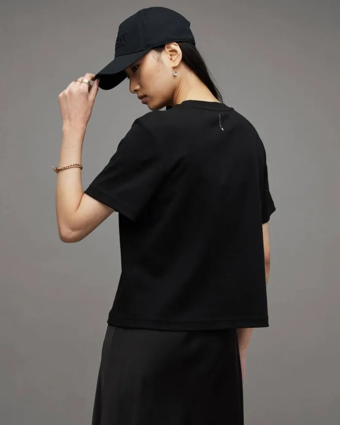 Lisa Crew Neck Short Sleeve TShirt Black Women AllSaints Tops and Shirts
