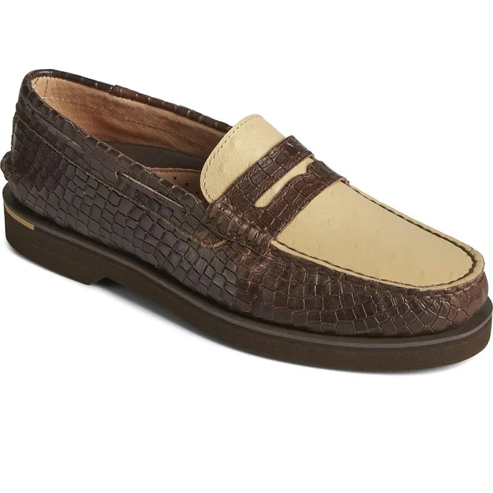 Loafers and Oxfords Men Sperry Authentic Original Penny Double Sole Croc Embossed Loafer Brown Loafers and Oxfords Men Sperry Authentic Original Penny Double Sole Croc Embossed Loafer Brown