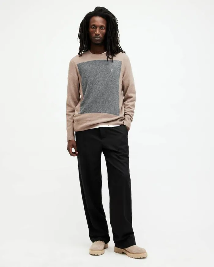 Lobke Knitted Ramskull Crew Neck Jumper Chestnut Taupe Men AllSaints Sweaters Lobke Knitted Ramskull Crew Neck Jumper Chestnut Taupe Men AllSaints Sweaters