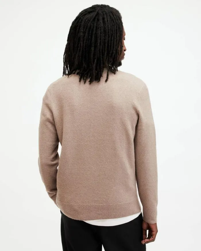 Lobke Knitted Ramskull Crew Neck Jumper Chestnut Taupe Men AllSaints Sweaters Lobke Knitted Ramskull Crew Neck Jumper Chestnut Taupe Men AllSaints Sweaters