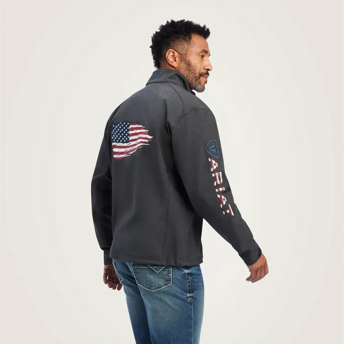 Logo 20 Patriot Softshell Water Resistant Jacket Charcoal Men Ariat Jackets and Vests