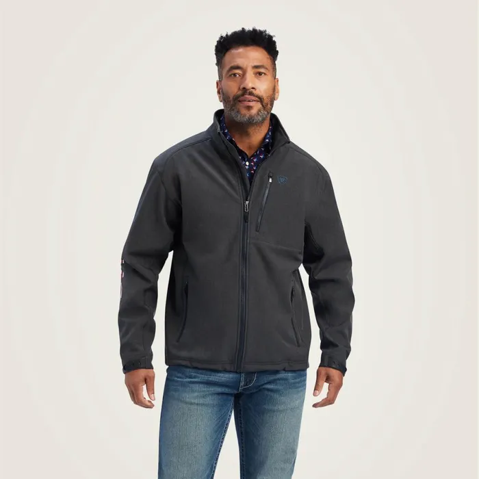 Logo 20 Patriot Softshell Water Resistant Jacket Charcoal Men Ariat Jackets and Vests Logo 20 Patriot Softshell Water Resistant Jacket Charcoal Men Ariat Jackets and Vests