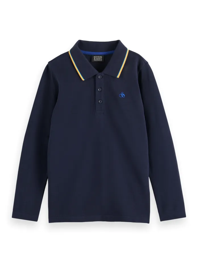 LONGSLEEVED POLO WITH TIPPING Military Kids Scotch and Soda Polo039s