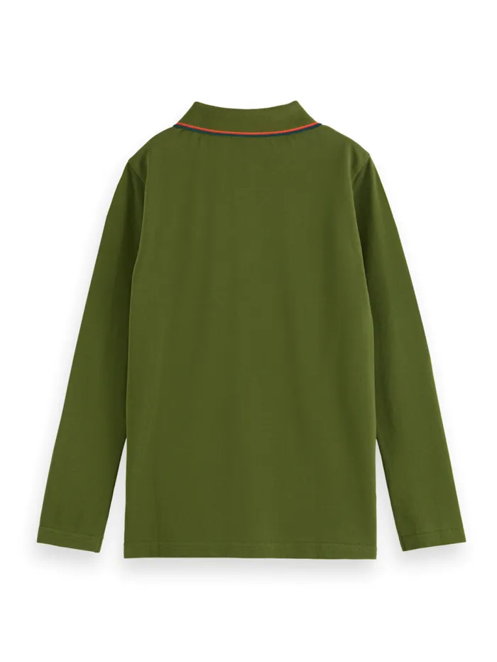 LONGSLEEVED POLO WITH TIPPING Military Kids Scotch and Soda Polo039s