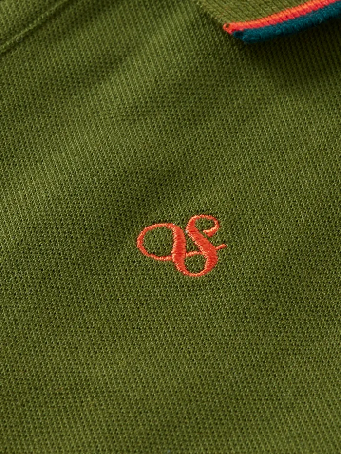 LONGSLEEVED POLO WITH TIPPING Military Kids Scotch and Soda Polo039s
