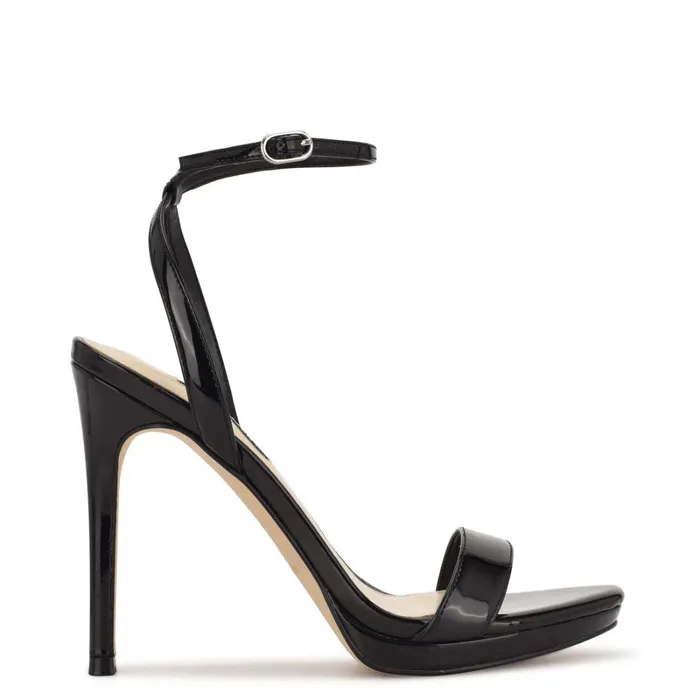 Loola Ankle Strap Sandals Black Women Nine West High Heels