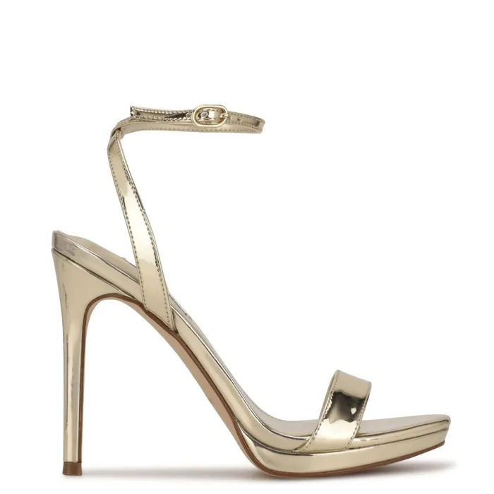 Loola Ankle Strap Sandals Platino Women Nine West High Heels
