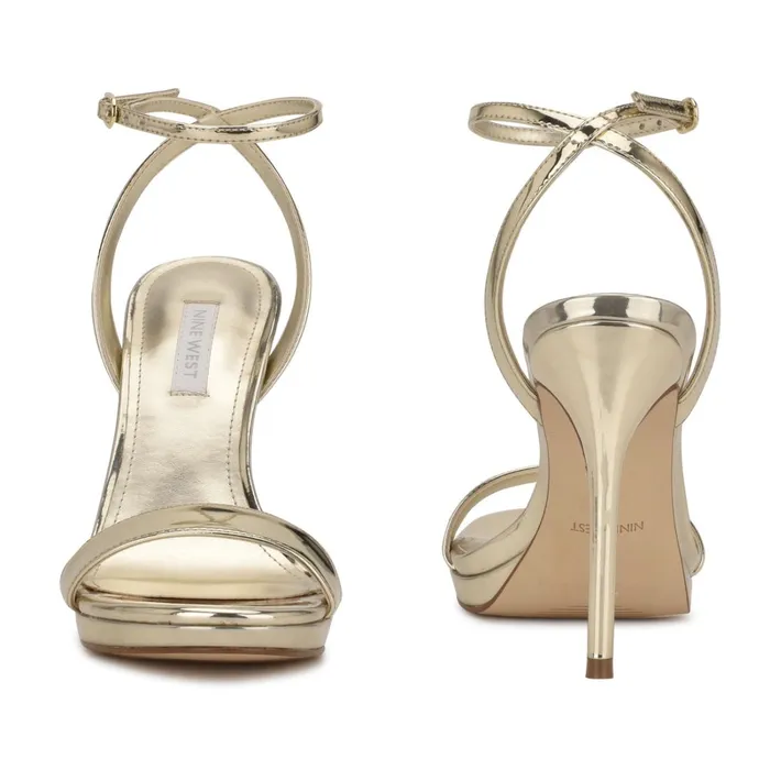 Loola Ankle Strap Sandals Platino Women Nine West High Heels Loola Ankle Strap Sandals Platino Women Nine West High Heels