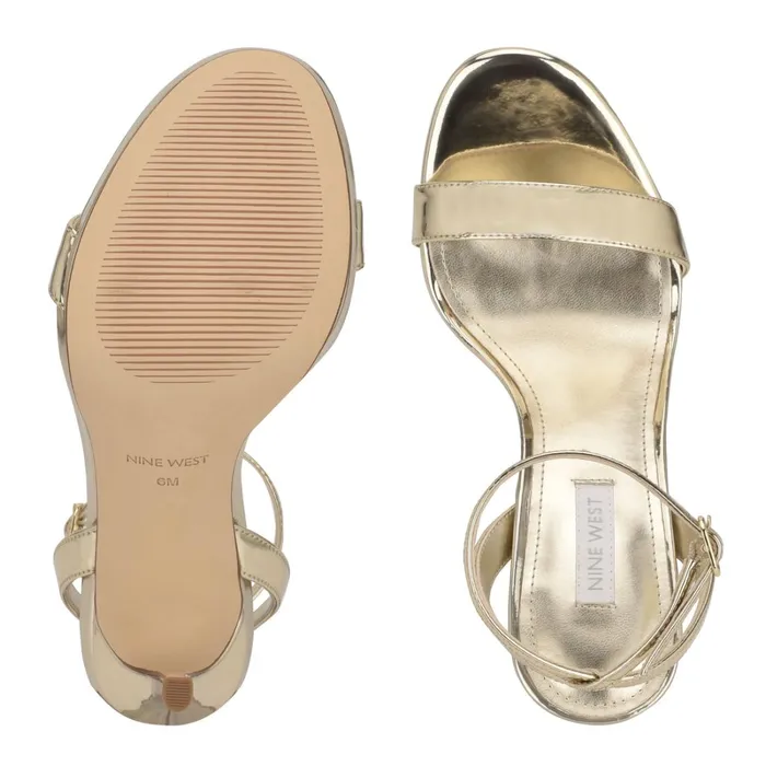 Loola Ankle Strap Sandals Platino Women Nine West High Heels Loola Ankle Strap Sandals Platino Women Nine West High Heels