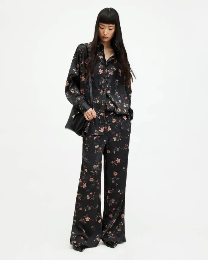 Louisa Tanana Floral Print Pants Black Women AllSaints Pants and Leggings