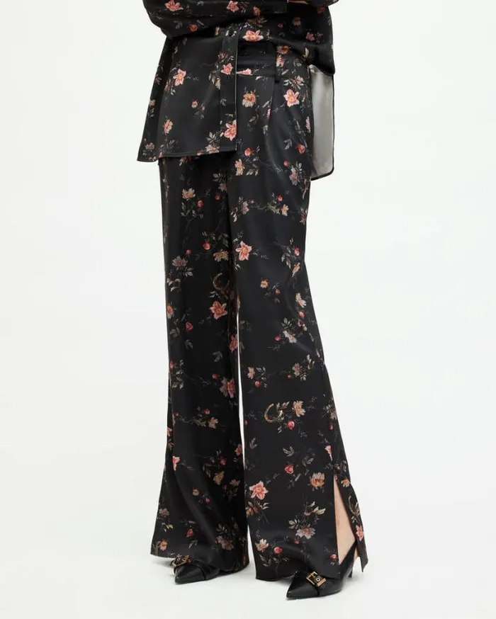 Louisa Tanana Floral Print Pants Black Women AllSaints Pants and Leggings