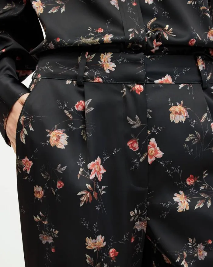 Louisa Tanana Floral Print Pants Black Women AllSaints Pants and Leggings