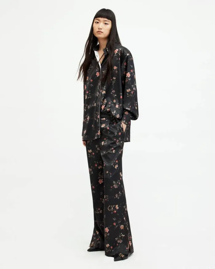 Louisa Tanana Floral Print Pants Black Women AllSaints Pants and Leggings
