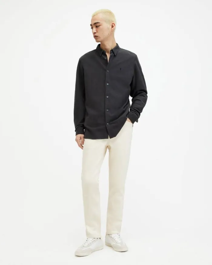 Lovell Slim Fit Ramskull Shirt Washed Black Men AllSaints Shirts