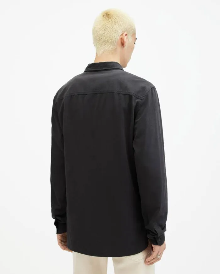 Lovell Slim Fit Ramskull Shirt Washed Black Men AllSaints Shirts