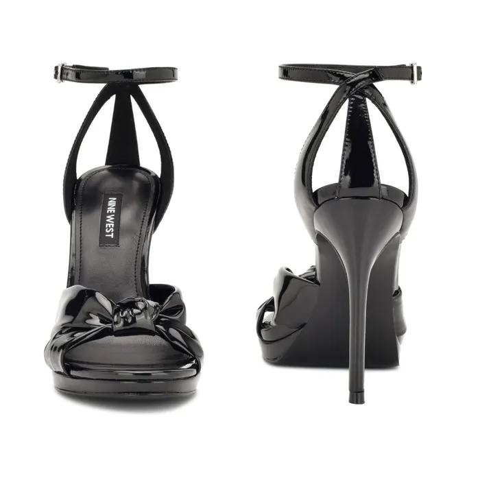 Lovya Ankle Strap Sandals Black Patent Women Nine West High Heels Lovya Ankle Strap Sandals Black Patent Women Nine West High Heels