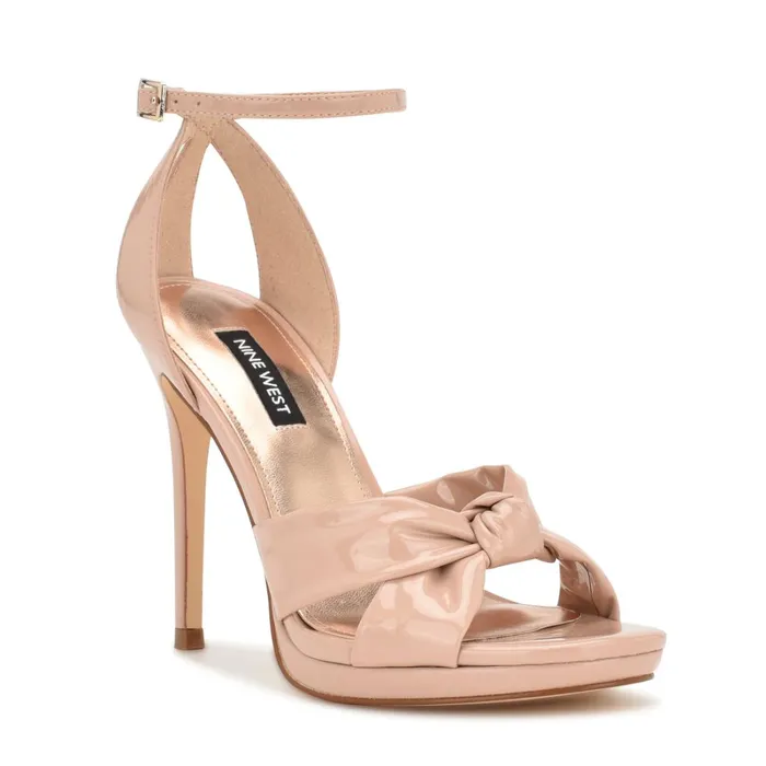Lovya Ankle Strap Sandals Light Natural Patent Women Nine West Dress Lovya Ankle Strap Sandals Light Natural Patent Women Nine West Dress